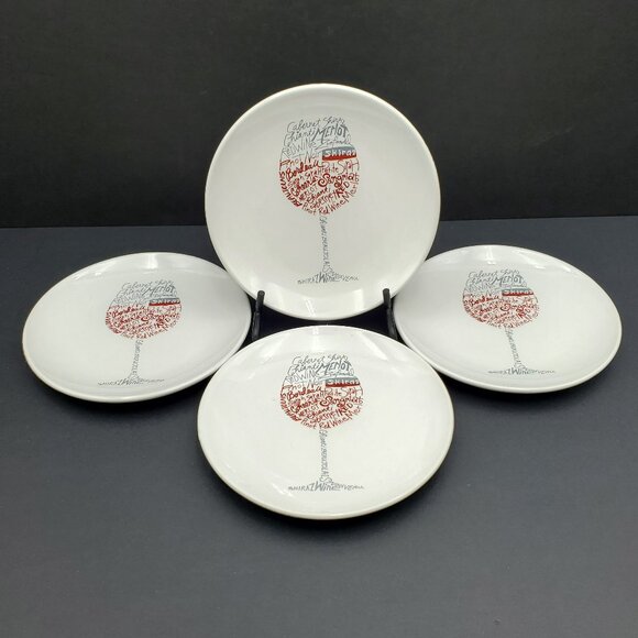 Signature Housewares Room Creative Wine Word Appetizer Plates Dessert Plates - Picture 1 of 5